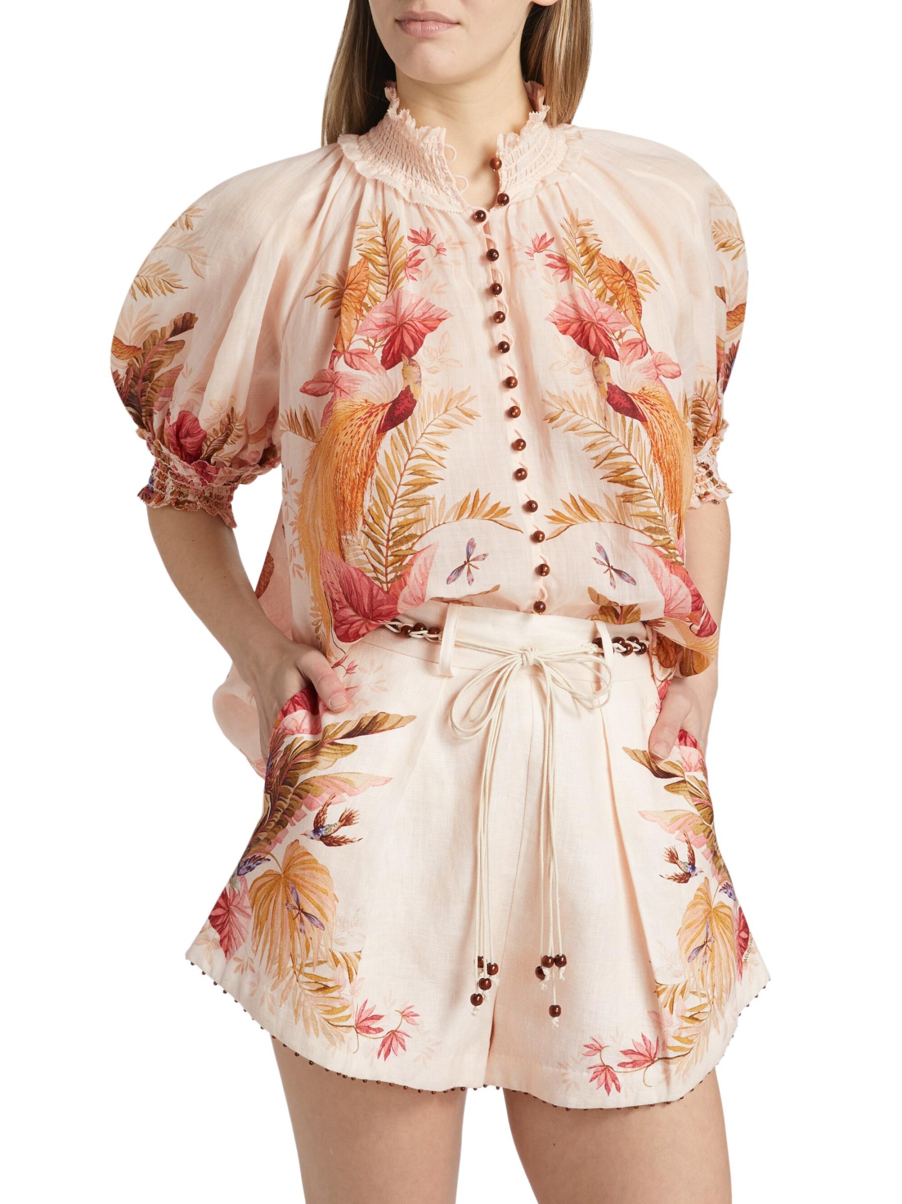 Tシャツ・カットソー ZIMMERMANN Printed Ramie Ascension Blouse Shop Zimmermann - Ascension Printed Ramie Blouse | Saks