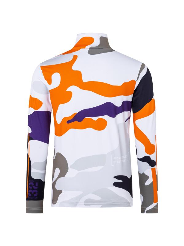 #2: بلوفر بنصف سحّاب مطبوع عليه كريس من ليتل بوي آند بوي - كامو برتقالي أرجواني