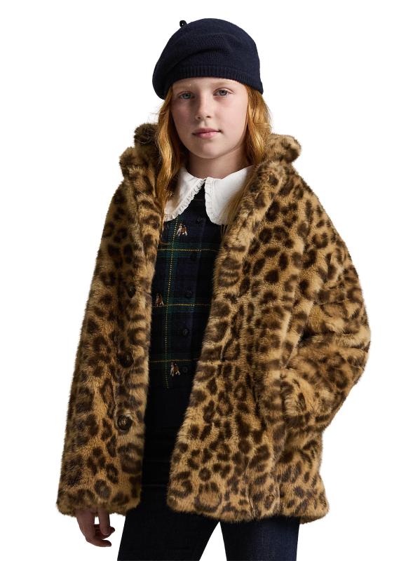 #3: معطف من الفرو الصناعي بنقشة جلد الفهد للفتيات الصغيرات والفتيات - طباعة جلد الفهد