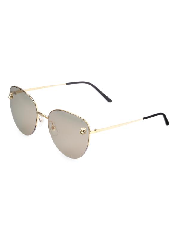 美品 Cartier サングラス キャットアイ ドゥーブルC 度なし 3621446e903e5932844fe55e1c022a