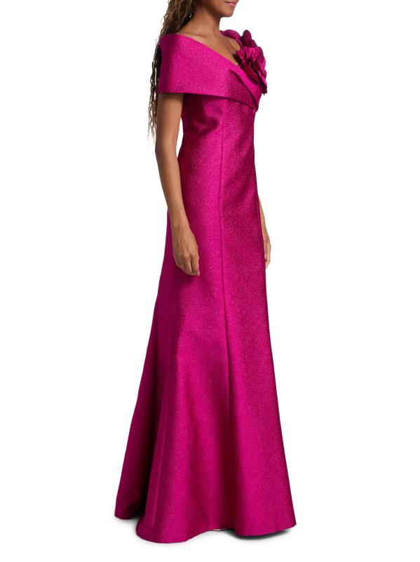 #3: فستان جاكار مكشوف الكتفين مزين بزهور - بيري