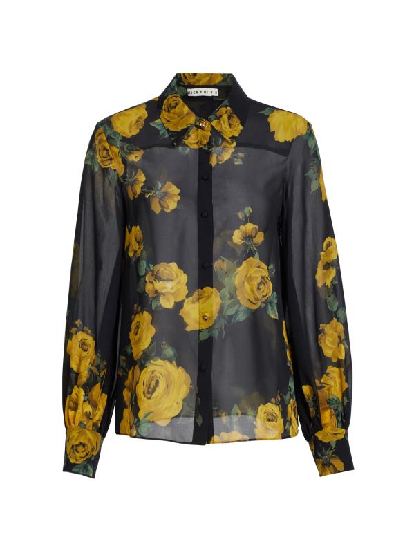 Alice+Olivia - ❤️★Alice olive 2023新作新品　黒　リボン長袖ブラウス　オシャレ Alice+Olivia(アリスオリビア) ブラウス・シャツ(レディース