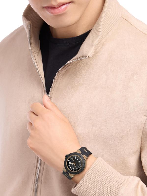 #2: ساعة بولغري بولغري مصنوعة من التيتانيوم والألومنيوم وسوار مطاطي/40 ملم - أسود