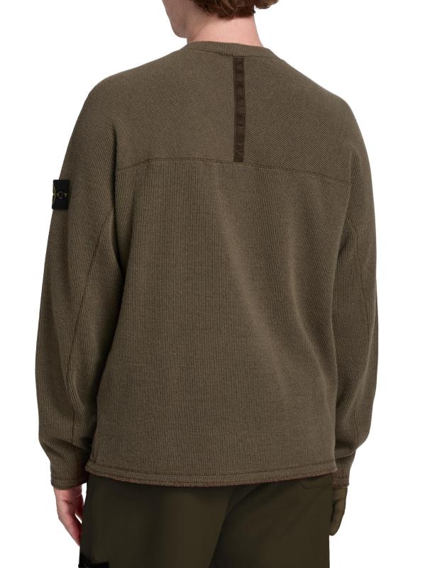 #4: سويت شيرت برقبة مستديرة من الصوف والنايلون - أخضر عسكري