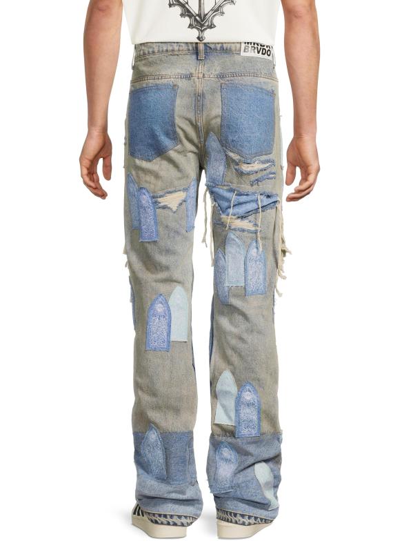 #4: بنطال جينز مريح مرمم - قماش جينز