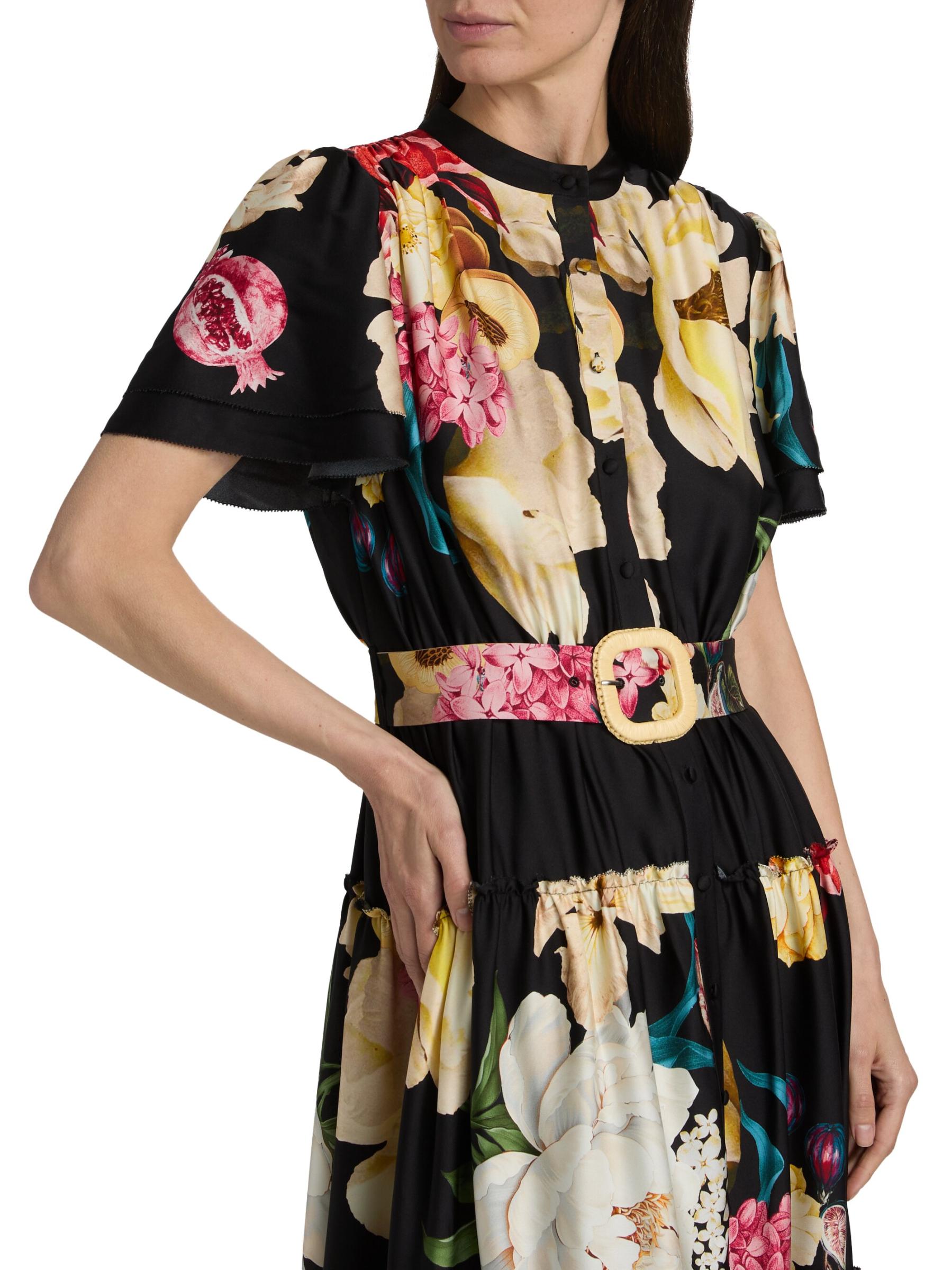◆ELIE TAHARI フラワーヘムシフトドレス Elie Tahari - サミー フローラル シルク混 マキシドレス を
