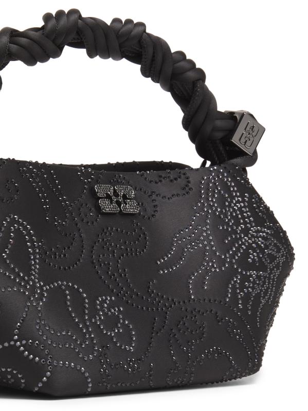 【関税込み】Bou Mini Flower Purse - Ganni - Satin - Black Shop GANNI - Bou Flower Satin Mini Bag | Saks Fifth Avenue