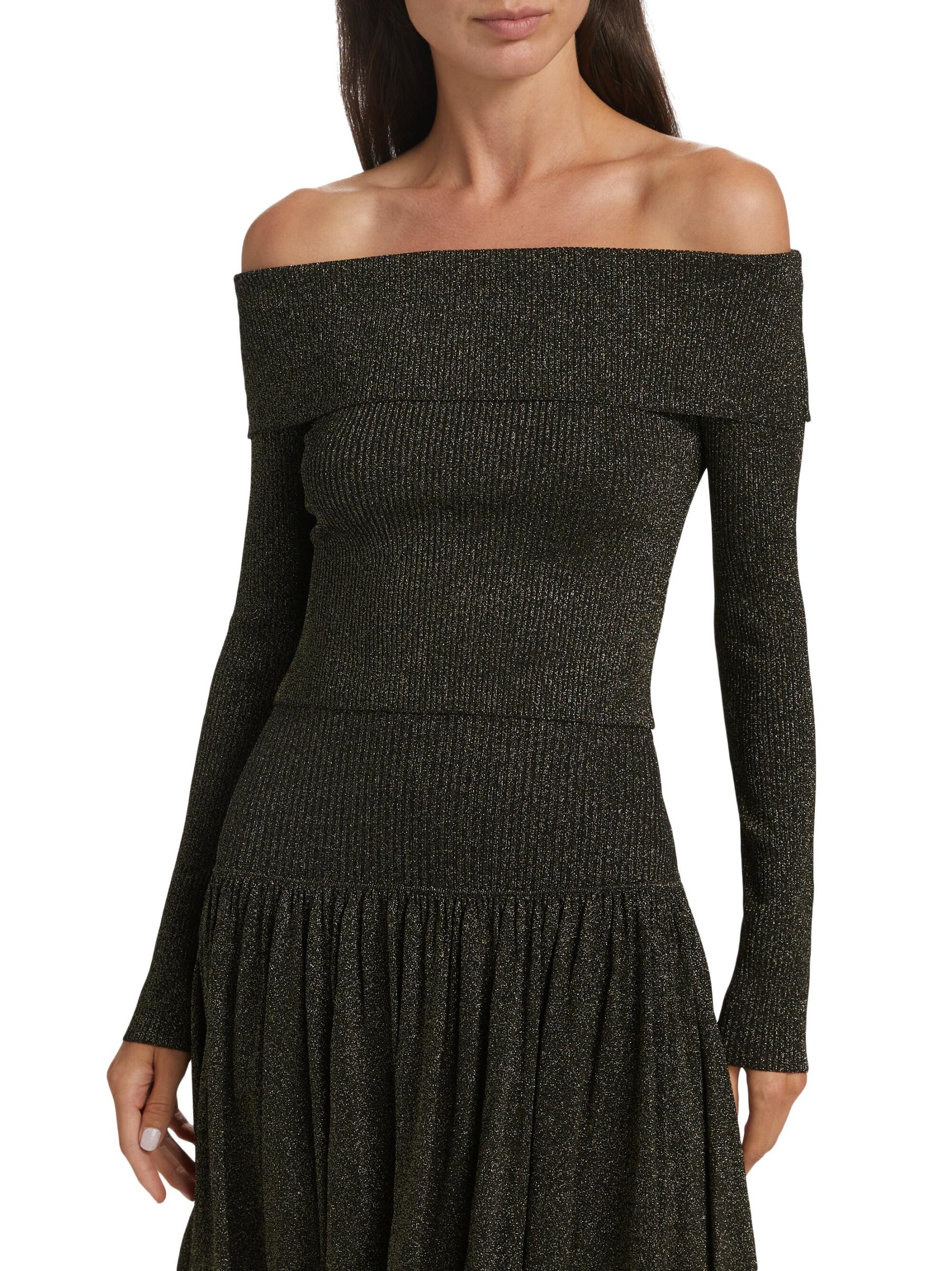 Shop Zimmermann - Crush Metallic Off-the-Shoulder Knit Long