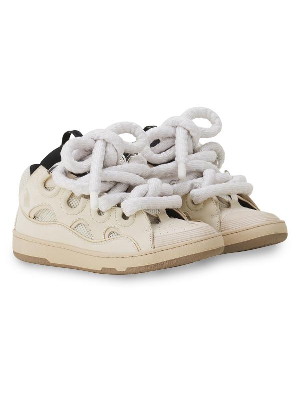 #2: حذاء Curb من الجلد بأربطة على شكل ثعبان - أسود بيج