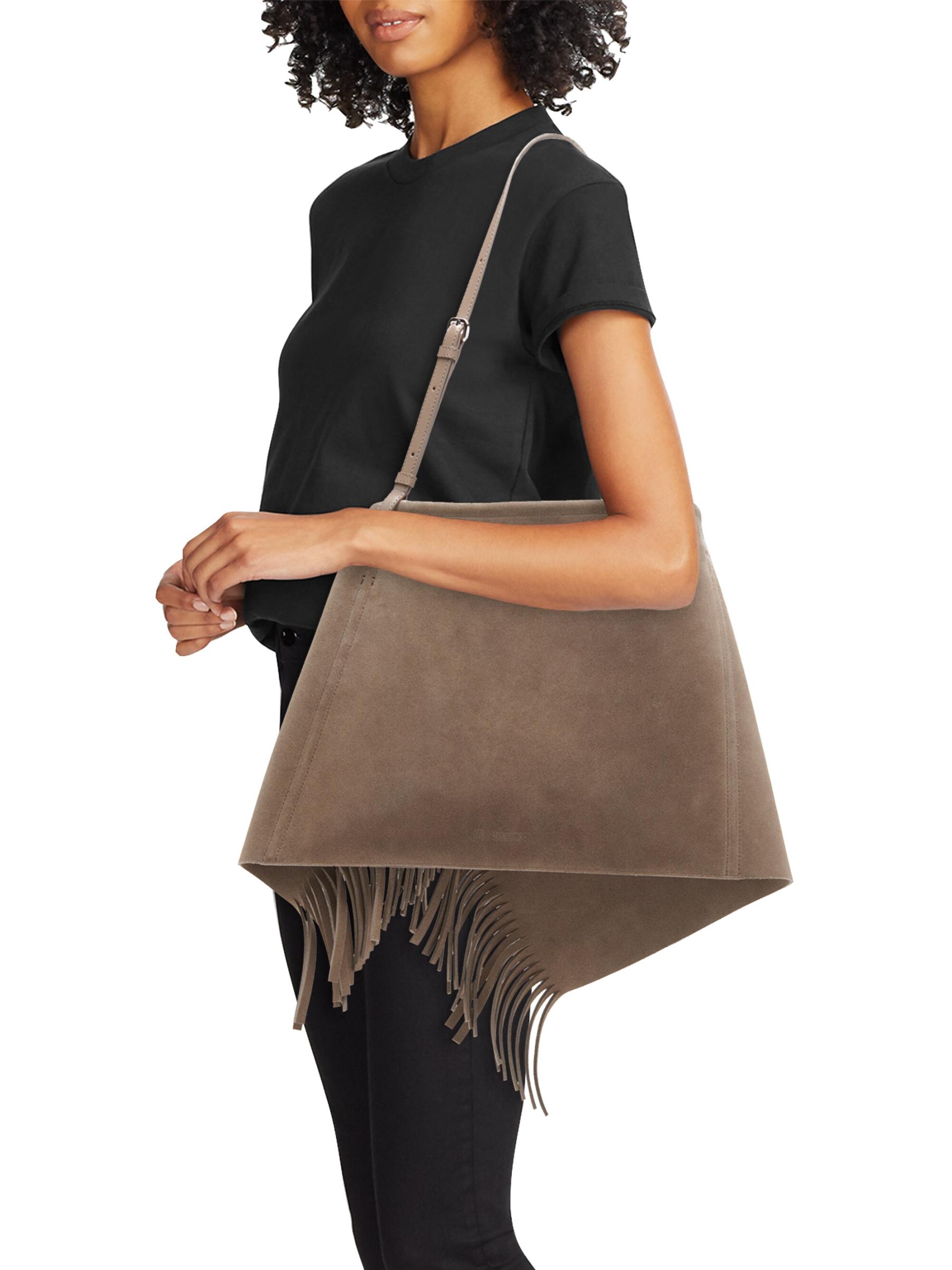 Shop JW Anderson - Scarf Fringed Suede & Leather Shoulder
