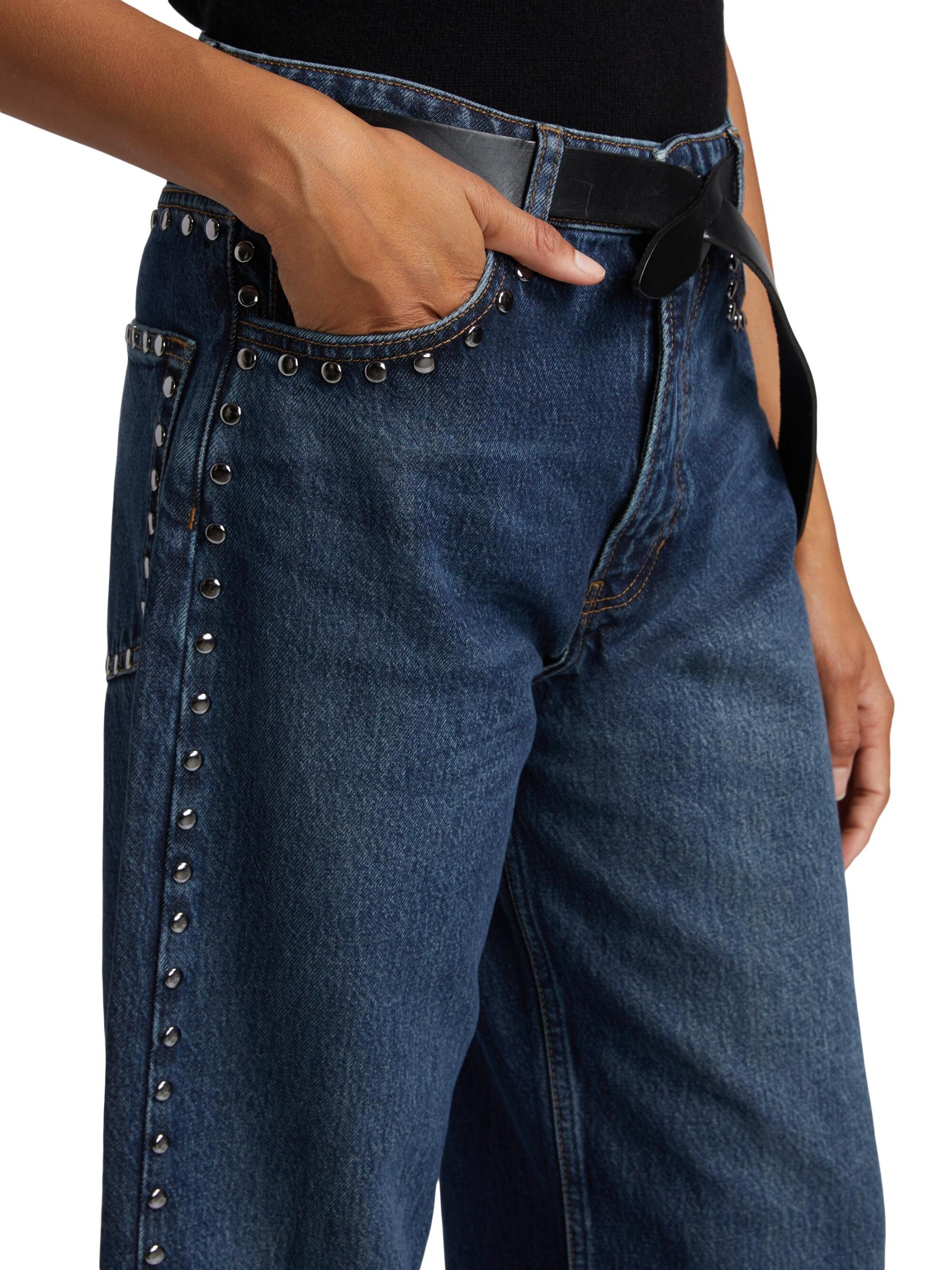 Shop Reformation - Cary Studded High-Rise Slouchy Jeans