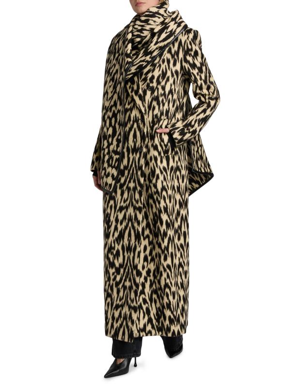 #8: معطف مزدوج الصدر من مزيج الصوف البكر بطبعة ديمي - نمر تجريدي