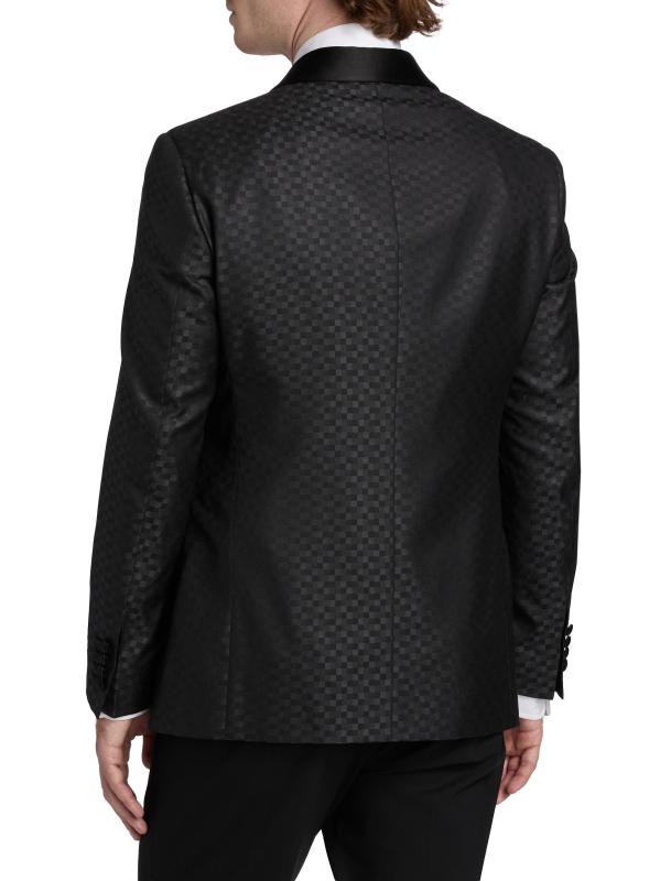 #4: جاكيت عشاء من الصوف والحرير البكر من Tonal Check - رمادي داكن