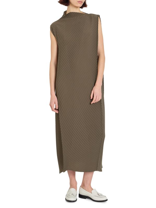   洗練された ノースリーブ プリーツ ミディ ドレス Pleats Please Issey Miyake - プリーツ ミディ ドレス を