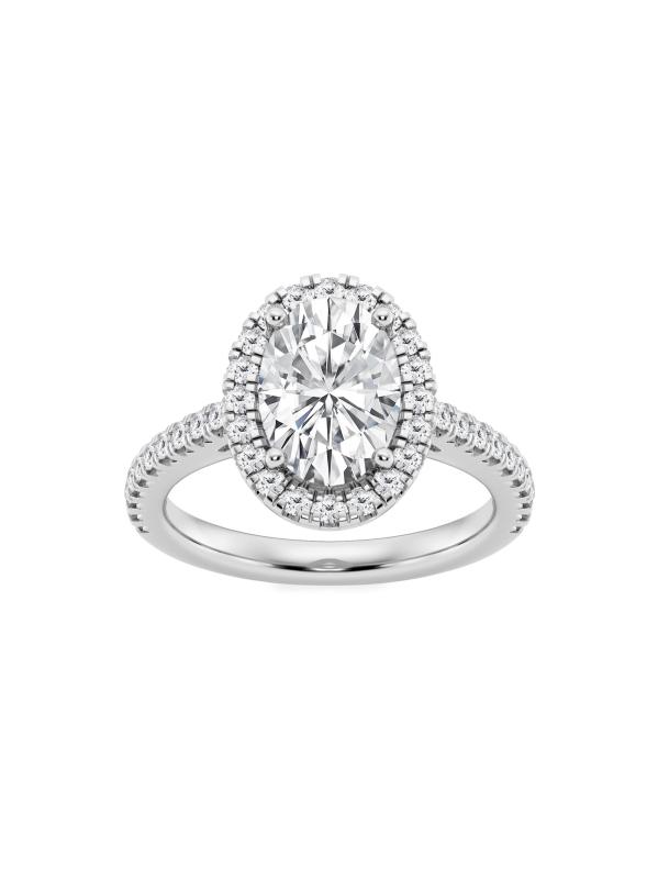 #1: خاتم خطوبة هالو من الذهب الأبيض عيار 14 قيراطًا والماس المزروع في المختبر/1.30-3.60 TCW - 2.5 ملعقة صغيرة