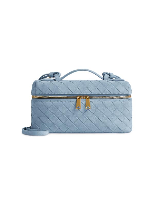 Bottega Veneta直営店イントレチャートスエードのバニティケース Bottega Veneta - バンバン イントレチャート スエード