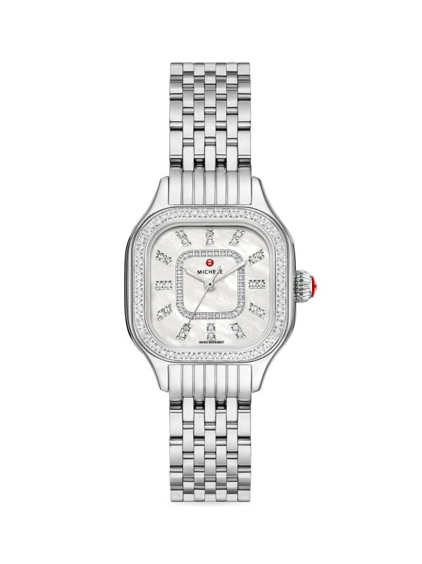 ساعة ميجي من الفولاذ المقاوم للصدأ وبسوار ألماس 0.47 TCW/29 مم