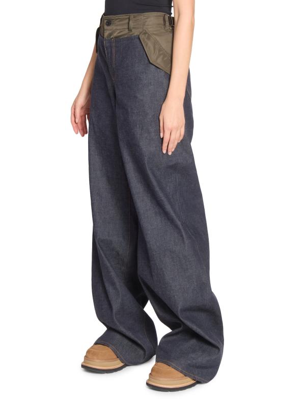 【SATIIIZ】Eighten incision wide denim pants Jekin Washing Wide Denim Pants - satiiiz