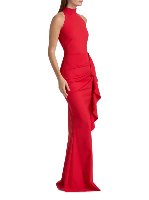 #3: فستان Guzen بدون أكمام مزين بكشكشة - ريد باشن