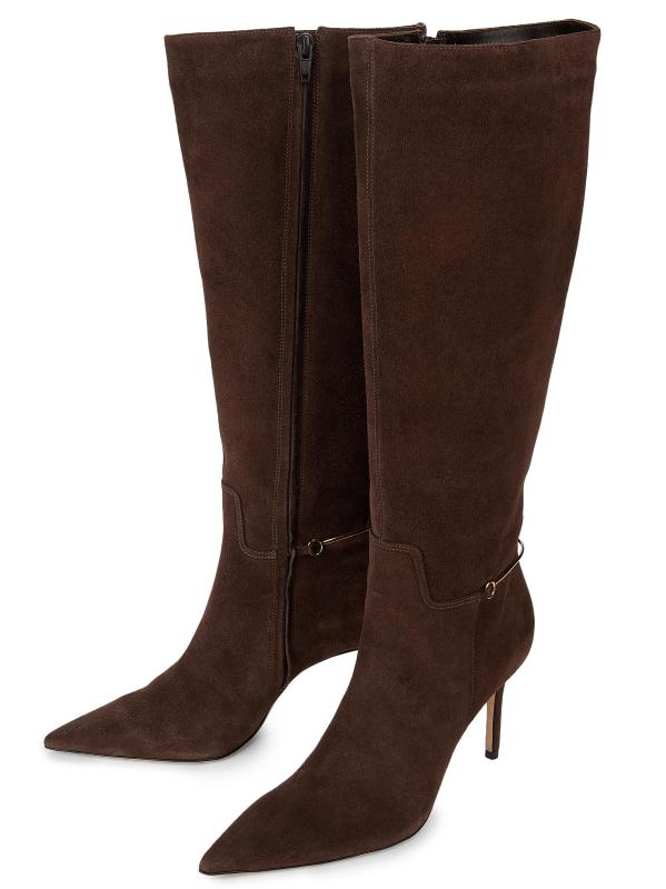 #2: حذاء من الجلد المدبوغ بطول 85 ملم يصل إلى الركبة - بني داكن