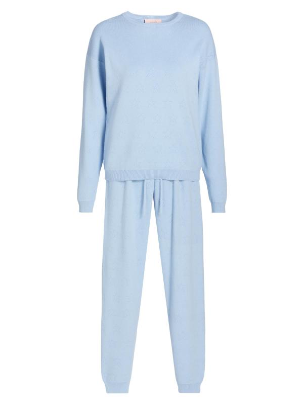 طقم رياضي مريح مكون من قطعتين من قماش Pointelle-Knit