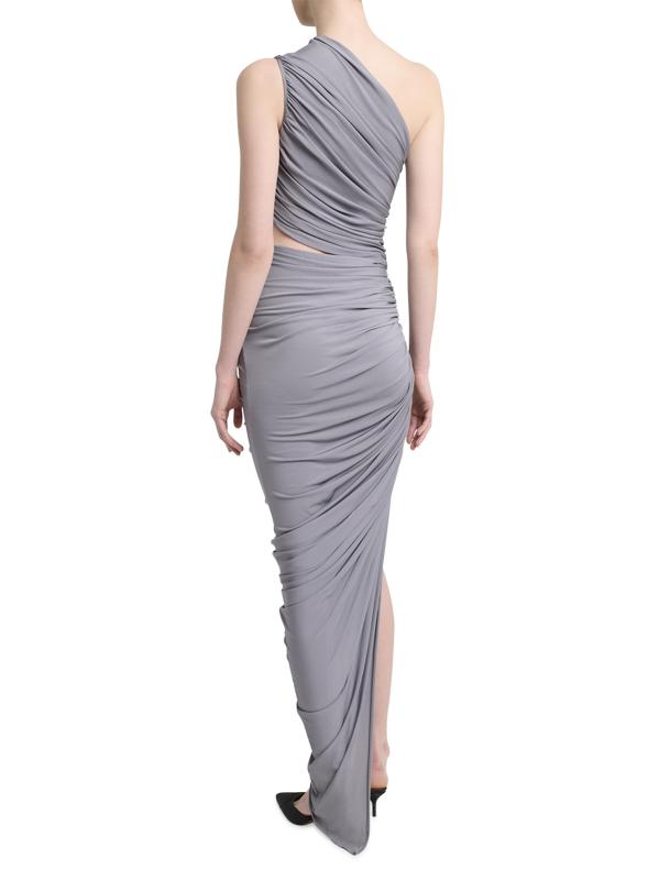 #3: فستان ماكسي بقصّة غير متماثلة من الجيرسيه المزركش - GRIS PERSA