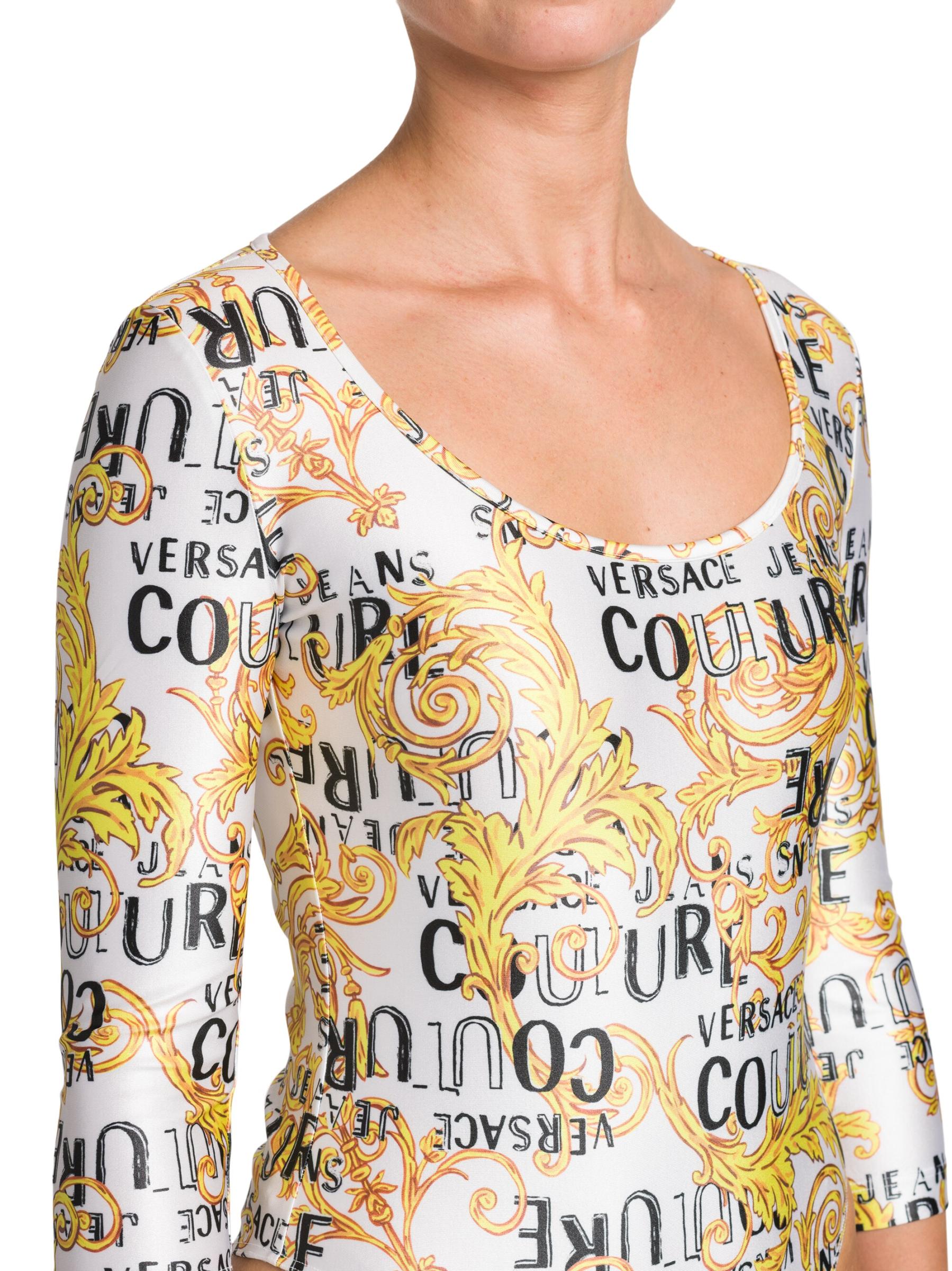 【関税込み】Versace Jeans Couture ピンク ロゴ ボディスーツ Versace Jeans Couture バロックプリント ボディスーツ