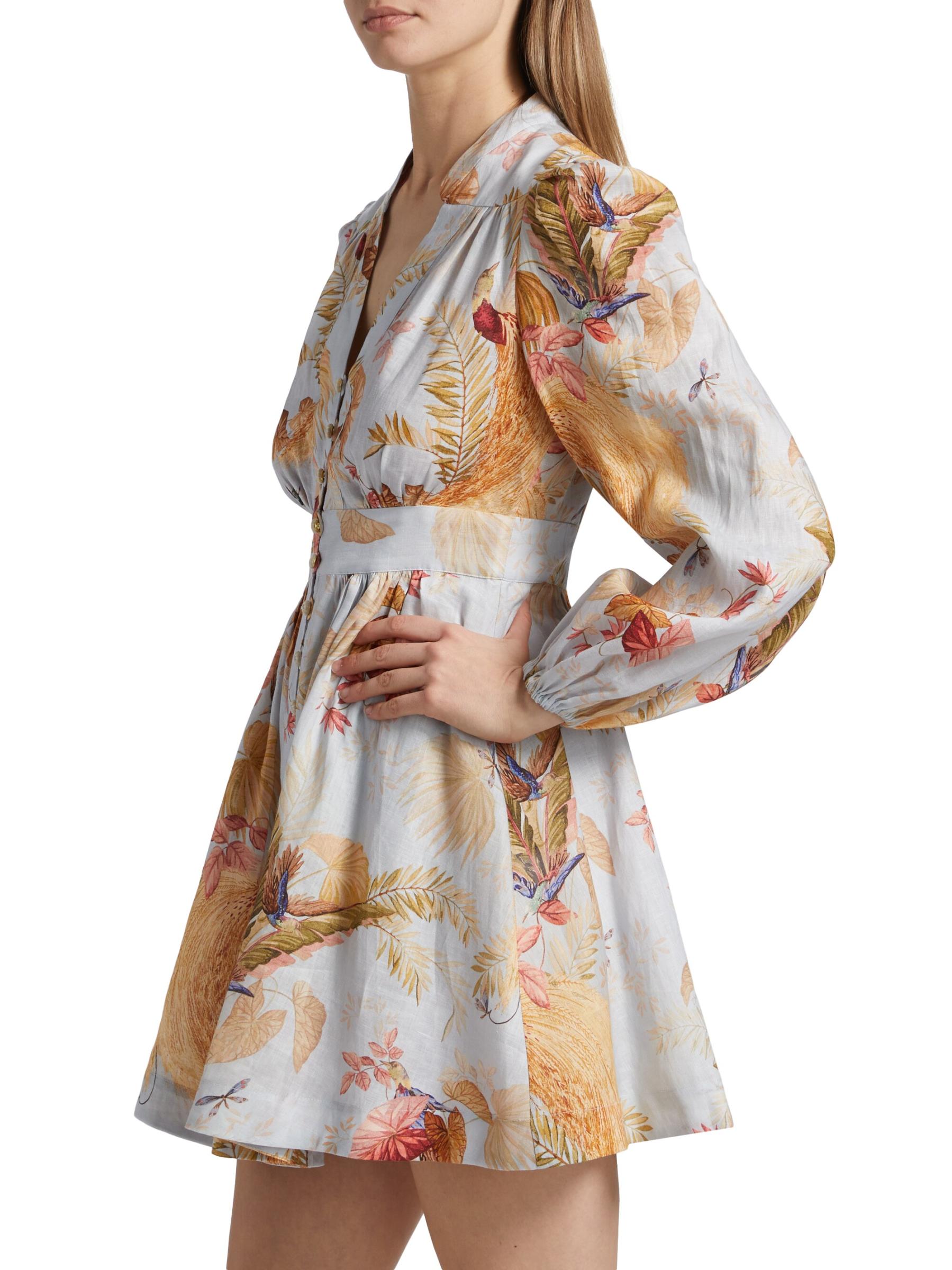 Shop Zimmermann - Ascension Plunge Linen Minidress | Saks