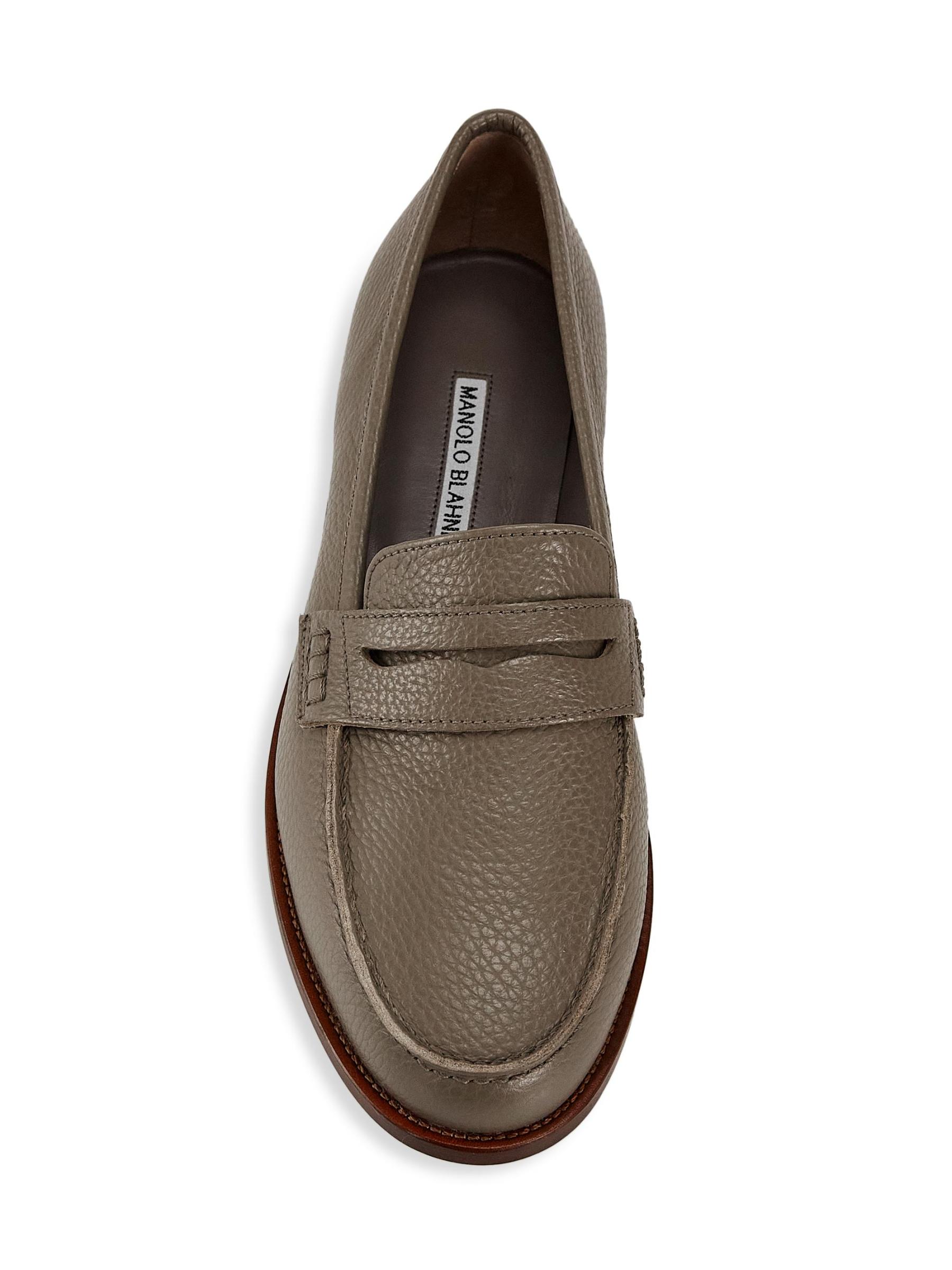 Manolo Blahnik - ペリタ・レザー・ペニー・ローファー をオンライン