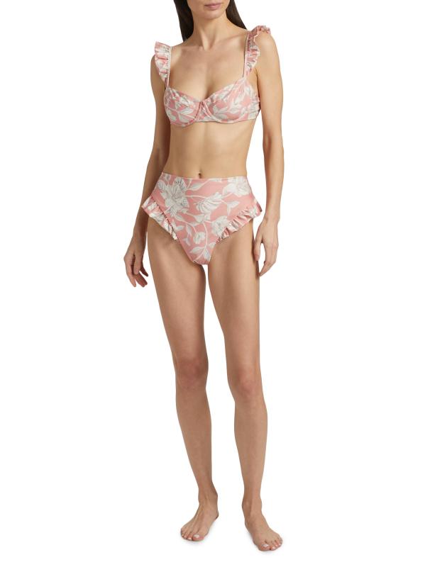 #6: الجزء السفلي من البكيني بطبعة زهور عالية الارتفاع من جينجيبر - وردي