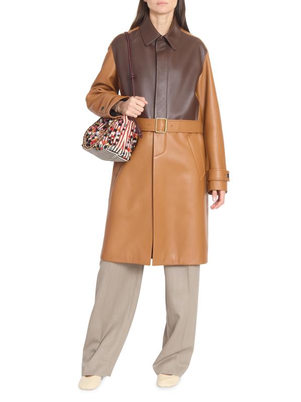 #6: معطف بحزام من الجلد الملون - أسمر