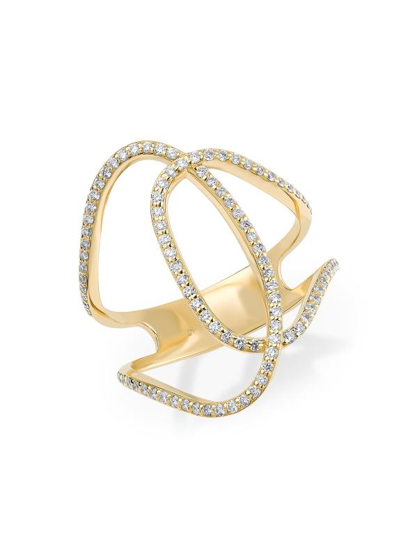 خاتم نحيف مضيء من الذهب الأصفر عيار 14 قيراط والألماس عيار 0.49 TCW