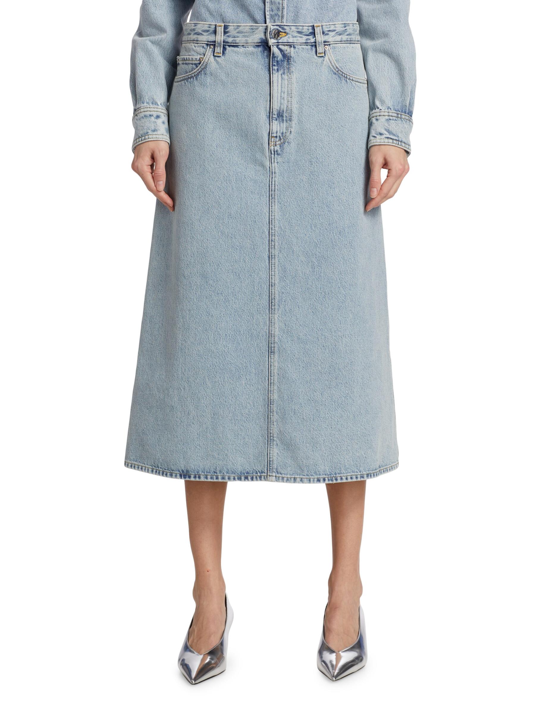 Shop Totême - Denim A-Line Midi-Skirt | Saks Fifth Avenue Kuwait