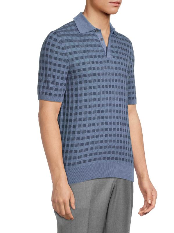 #3: قميص بولو من الحرير والكشمير والصوف الجاكار - باستيل بلو