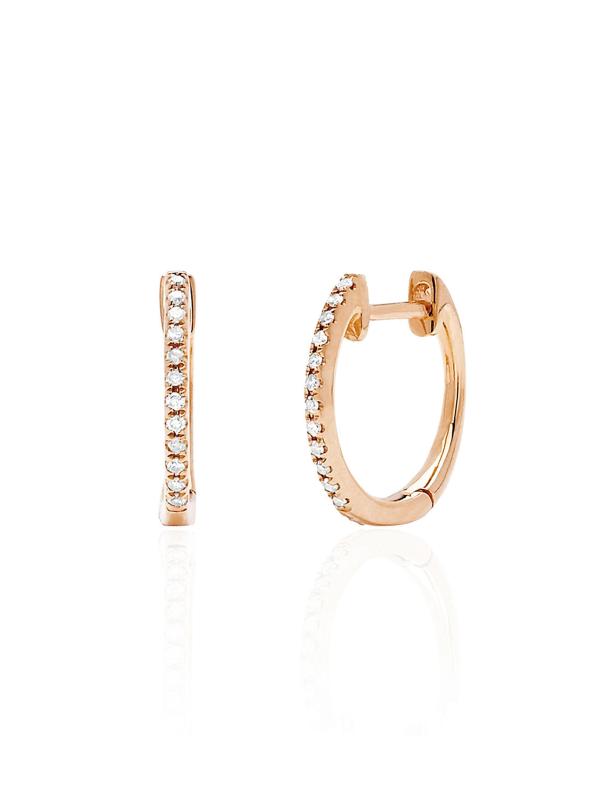 Shop EF Collection Diamond 14K Rose Gold Huggie Hoop Earrings