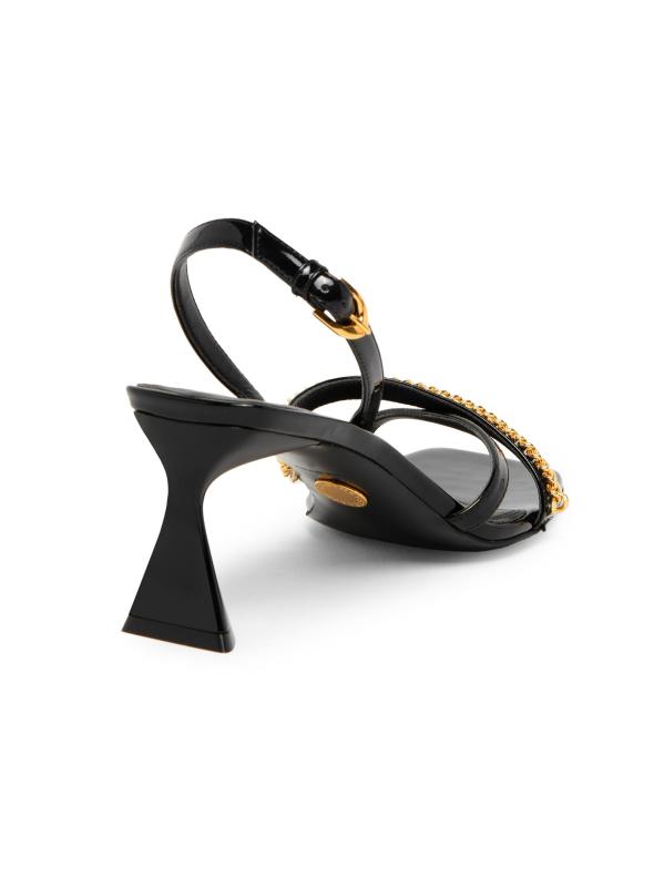 #3: صندل Elsa 65 ملم من الجلد اللامع صديق للنباتيين - أسود