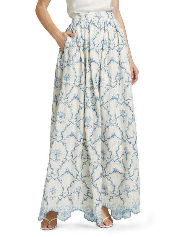 Shop Agua by Agua Bendita - Tangelo Linen Maxi Skirt | Saks