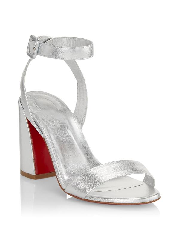 Shop Christian Louboutin Miss Sabina 85 Metallic Leather Ankle
