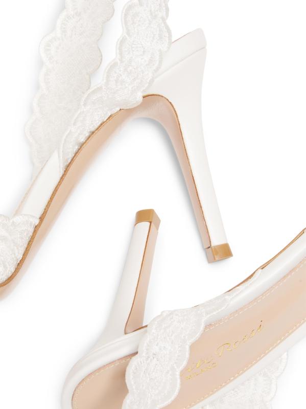 #5: صندل إيفون 80 ملم من الدانتيل الشبكي - أبيض