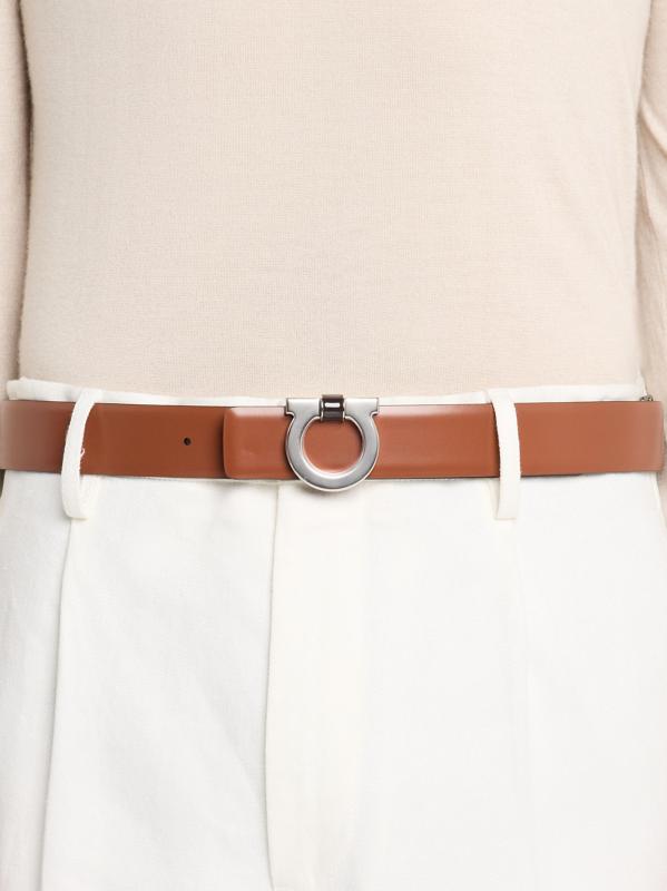 #2: حزام جلدي ذو وجهين بقفل Gancio-Buckle - براون