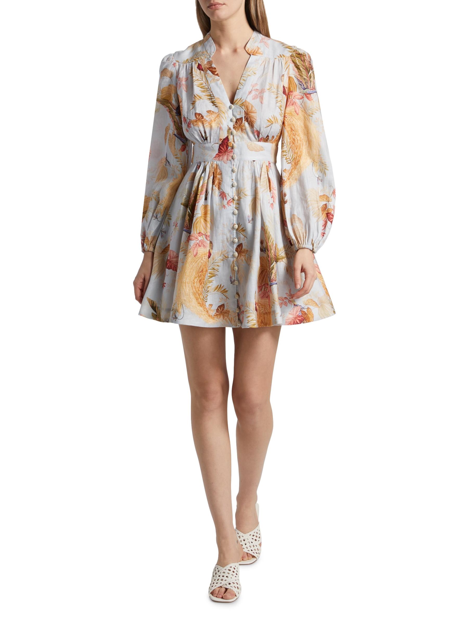 Shop Zimmermann - Ascension Plunge Linen Minidress | Saks