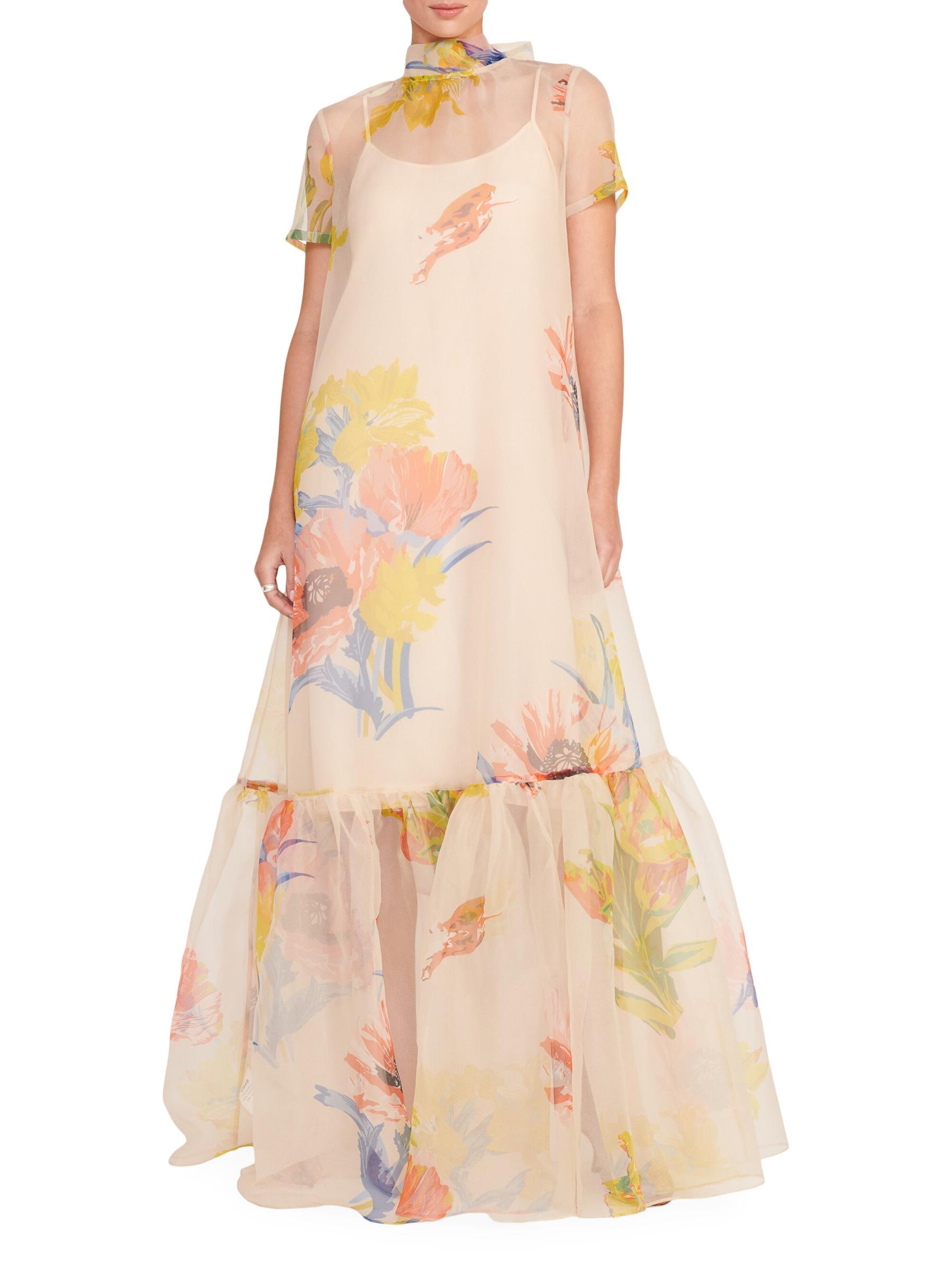 STAUD カルーナオーガンザガウン STAUD - Calluna Ruffled Sheer Floral Organza Gown｜カルーナ