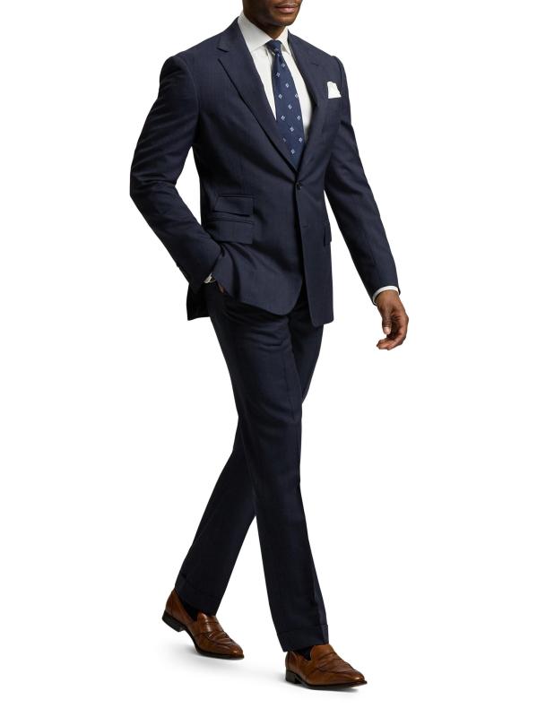 #11: بدلة بدبوس دوت مصممة من كينت - أزرق داكن متعدد الألوان