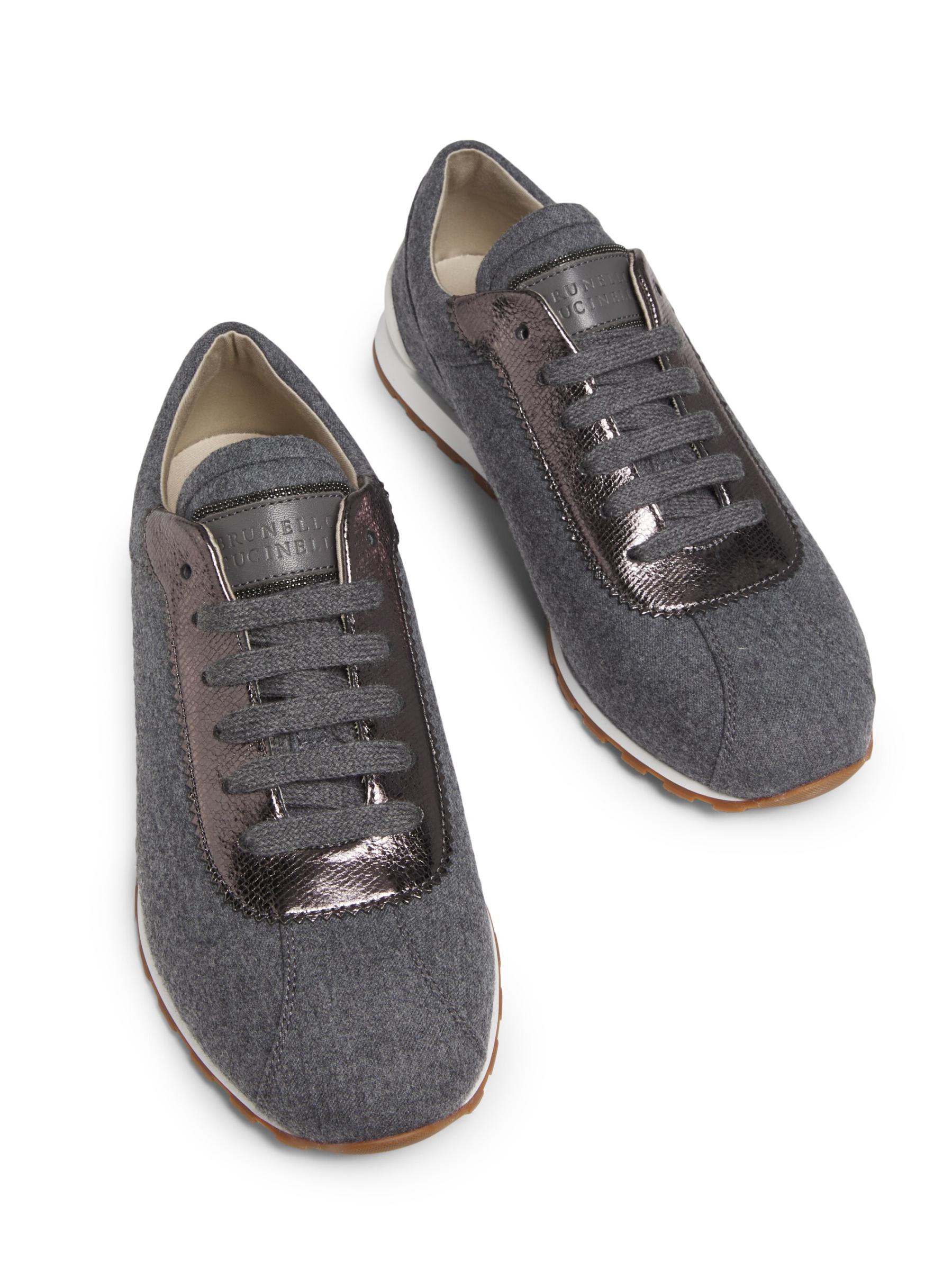 BRUNELLO CUCINELLI ロートップレースアップスニーカー Brunello Cucinelli - ウール・ロートップ・スニーカー を
