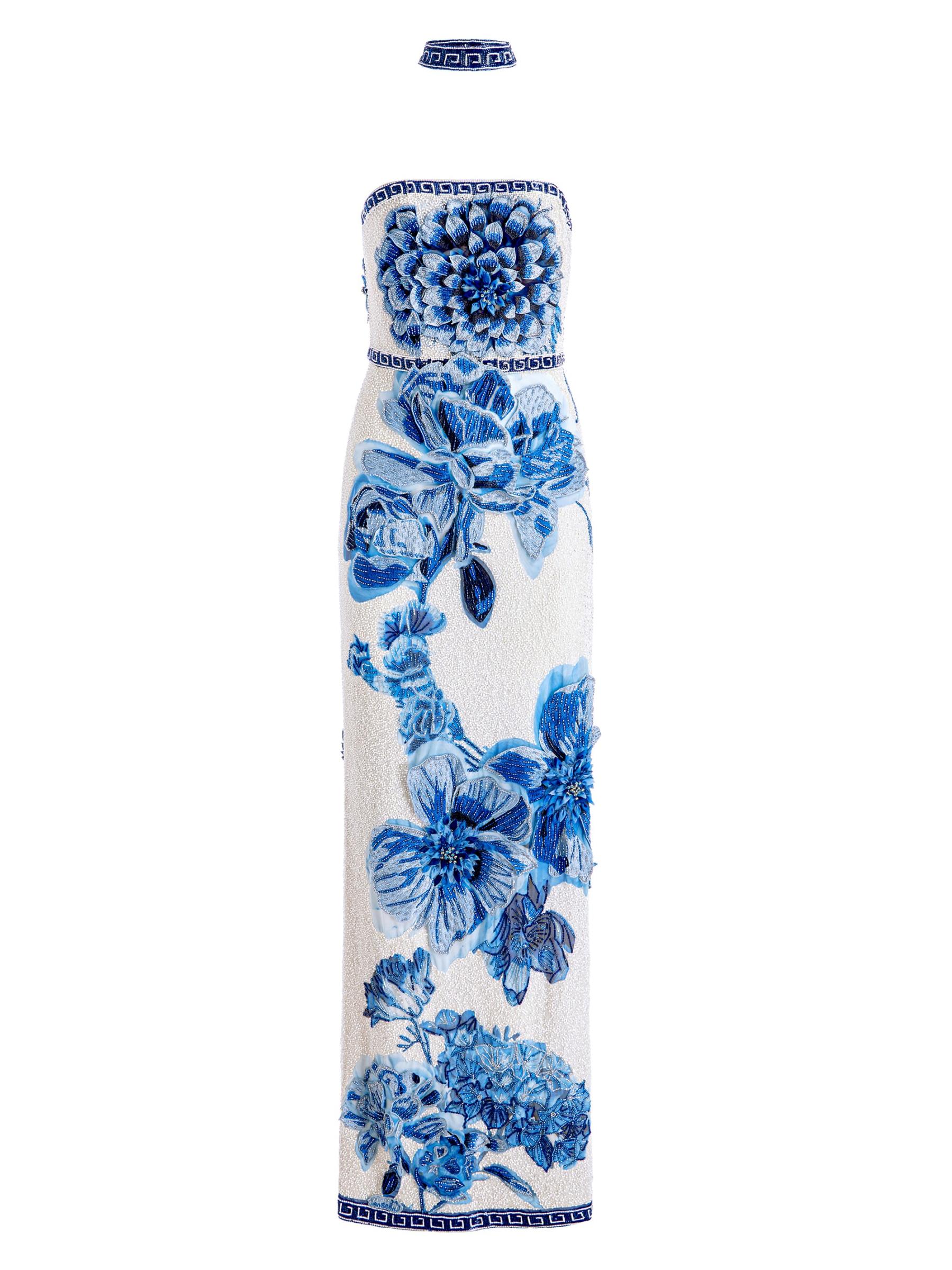 Shop Alice + Olivia - Georgie Stretch Floral High-Slit Gown