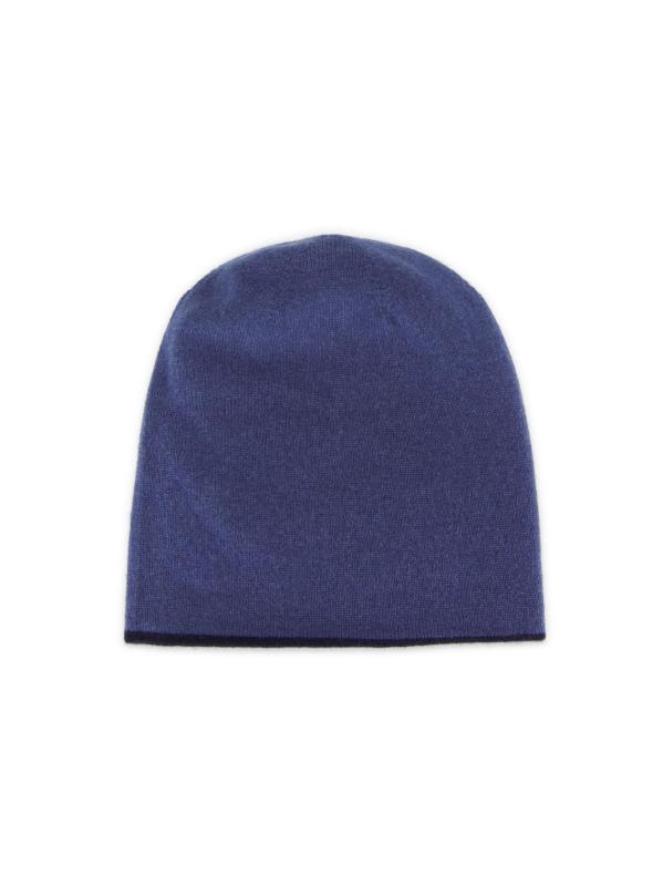 #2: قبعة صغيرة من الكشمير ذات وجهين - أزرق داكن +