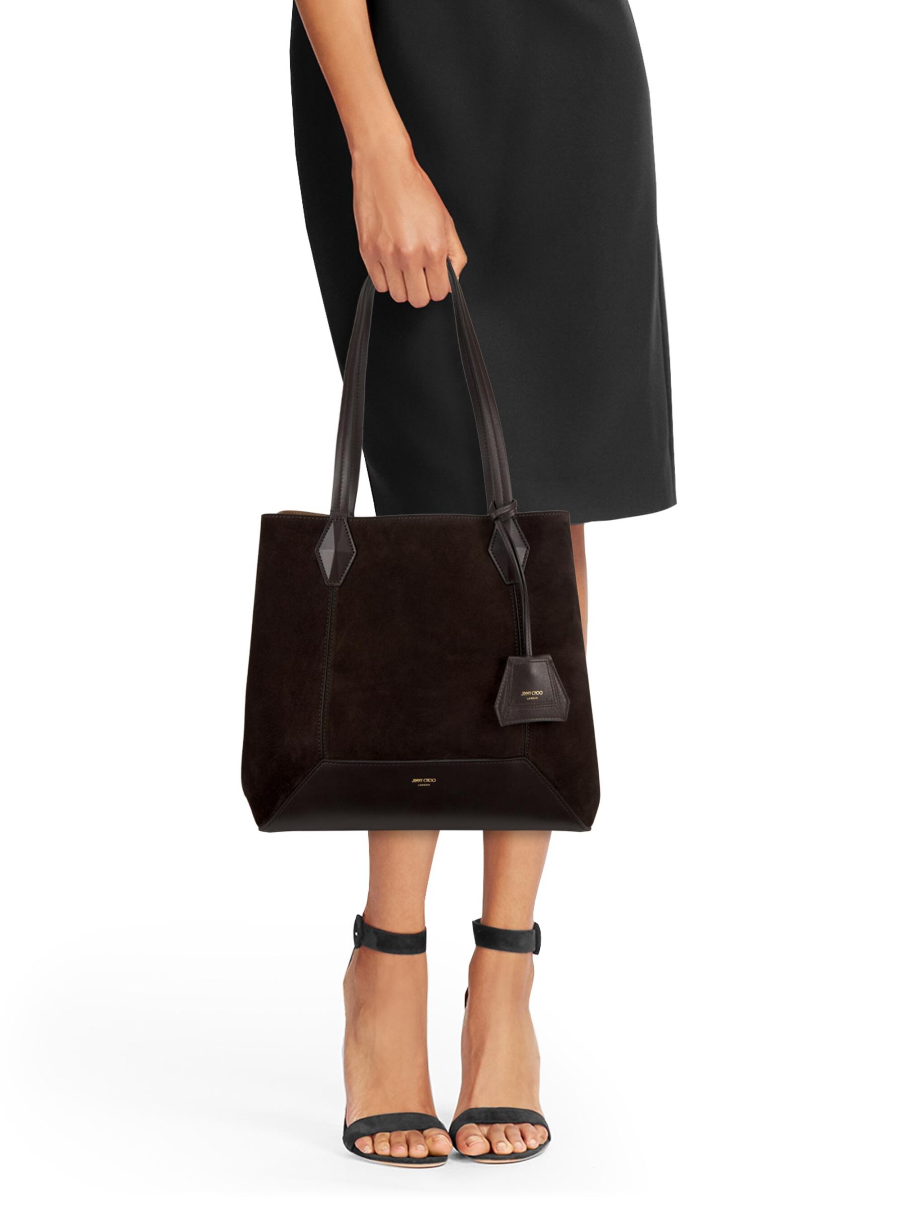 Shop Jimmy Choo - Medium Diamond Suede Tote Bag | Saks Fifth