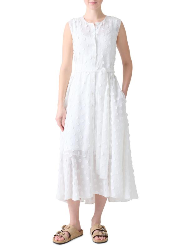 #7: فستان جورجيت متوسط الطول مزيّن بنقاط البولكا - كريم