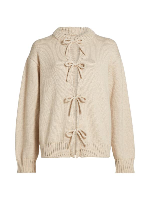 كارديجان محبوك من القطن والألبكة برباط أمامي