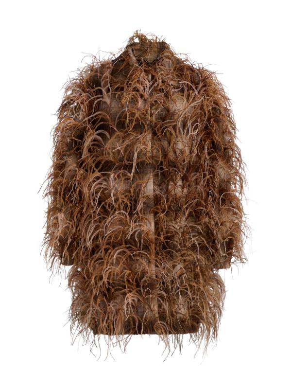 معطف منقوش بالريش